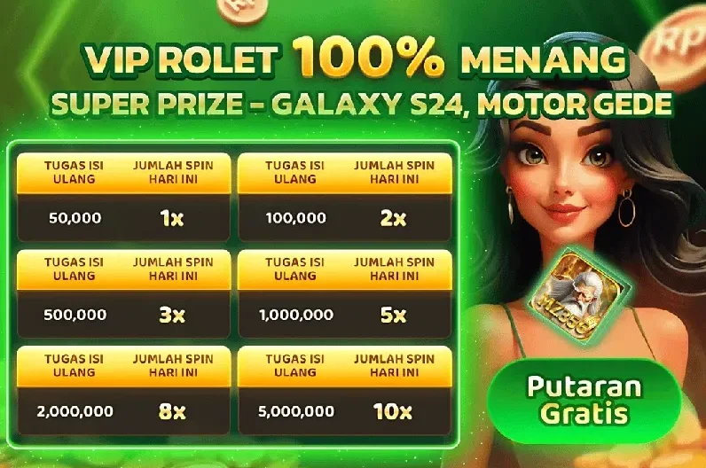 VIP ROLET 100% MENANG - SUPER PRIZE GALAXY S24 & MOTOR GEDE